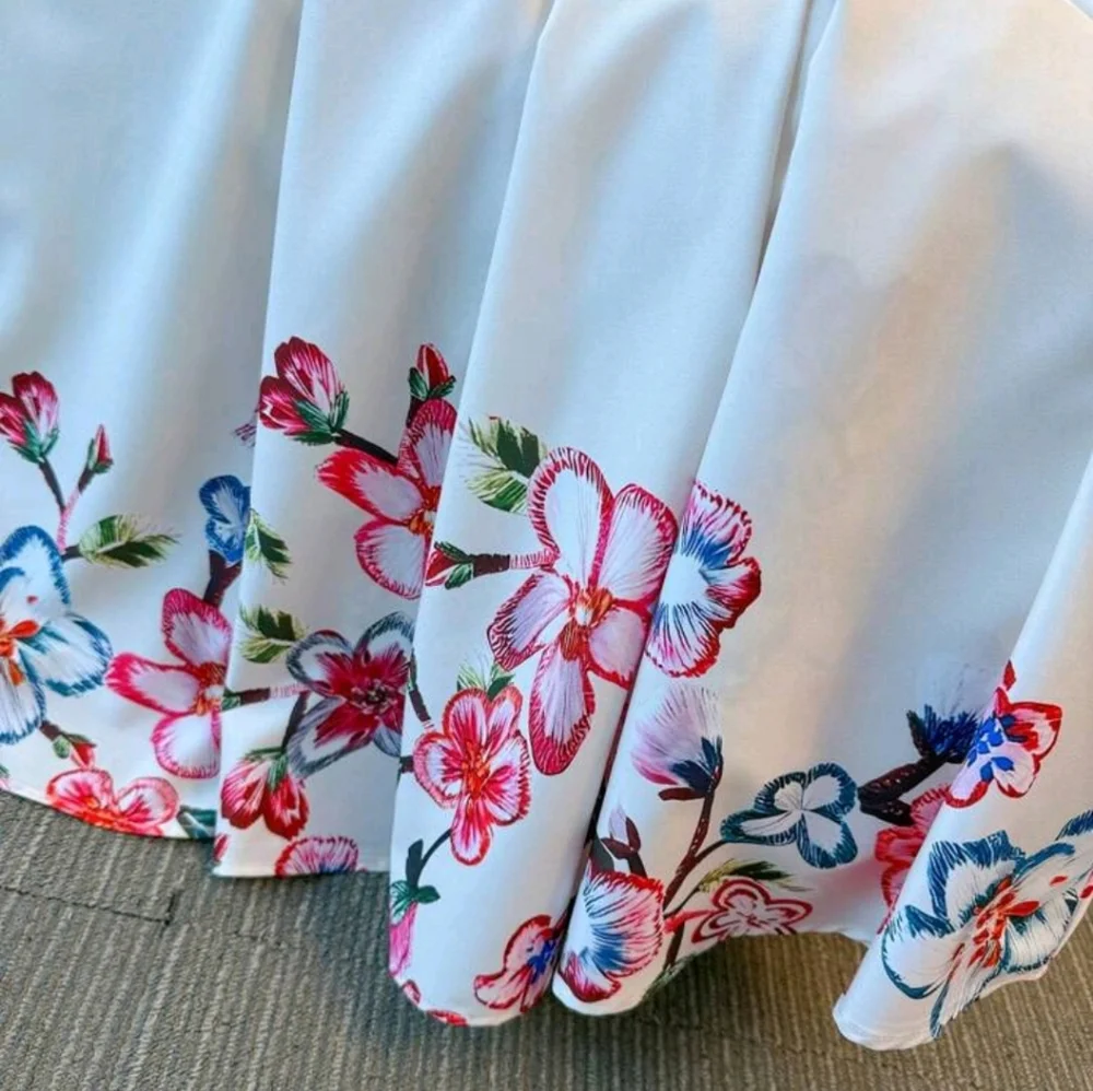Women's Elegant Floral Print Shirt Dress, Suitable For Spring/Summer Holiday - Picture 5 of 7